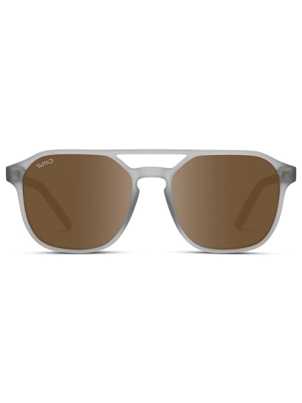 WMP Eyewear Rectangle Double Bridge Polarized Sunglasses moon rock gray brown